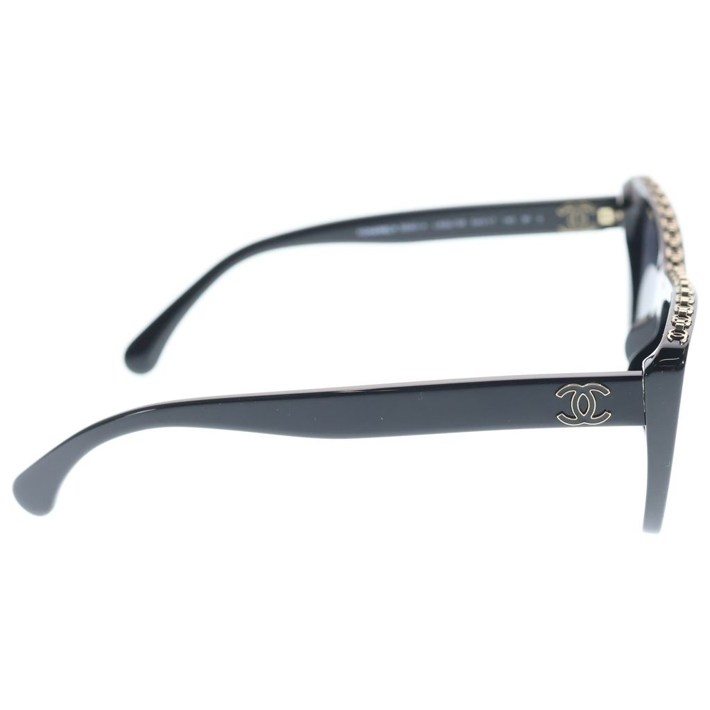 Chanel Butterfly Shape Sunglasses Chain Black Gold 54 Eyewear — view 3
