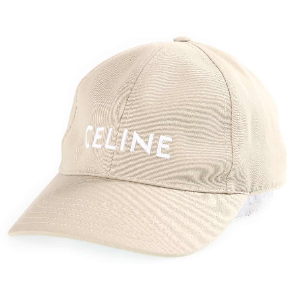 Celine Logo Embroidery Baseball Cap Beige Hat