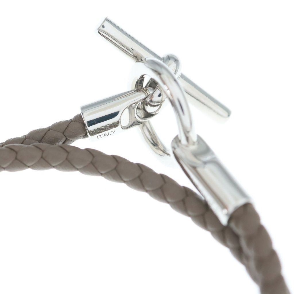 Hermes Bracelet Glenan Double Tour Etoupe Leather Silver — view 6