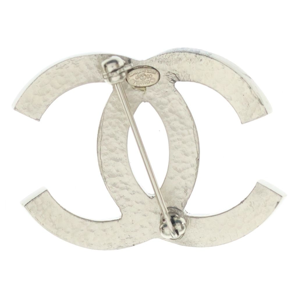 Chanel CC Logo Brooch Pin Badge Rhinestone Pink Gold 05P — view 2