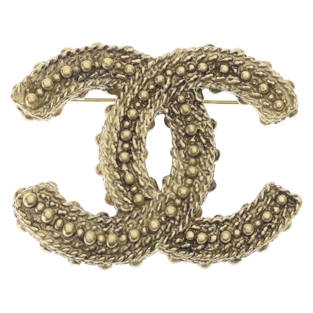 Chanel CC Logo Brooch Pin Badge Gold