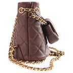 Chanel Quilted Mini Backpack Chain Shoulder Brown Lambskin Gold — view 3