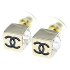 Chanel CC Logo Square Rhinestone Gold Earrings