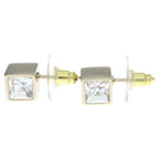 Chanel CC Logo Square Rhinestone Gold Earrings — view 3