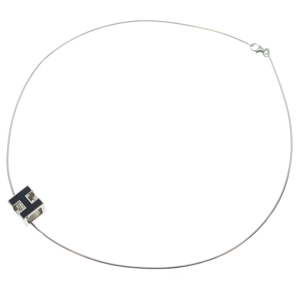 Hermes Cage D'h Cube Necklace Metal Silver Flack — view 2