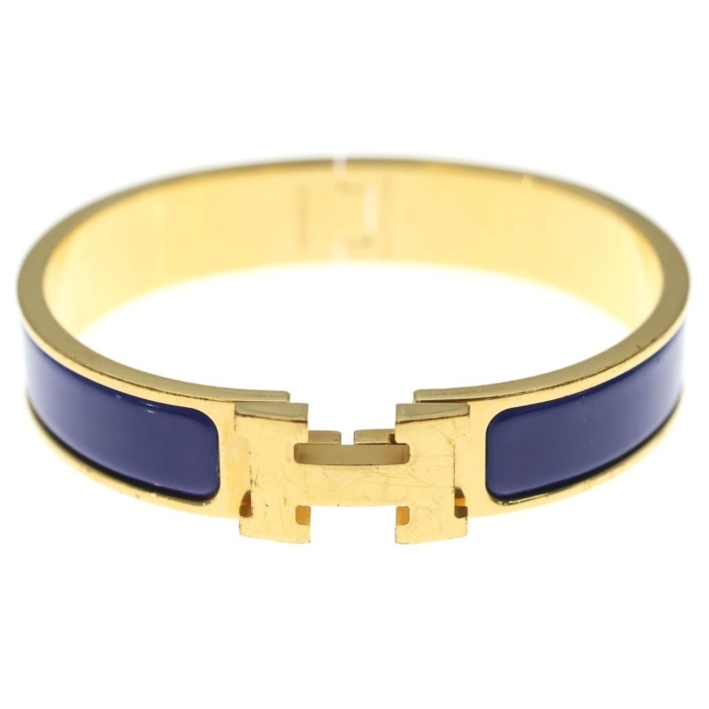 Hermes Clic H Clac PM Bangle Bracelet Gold Blue