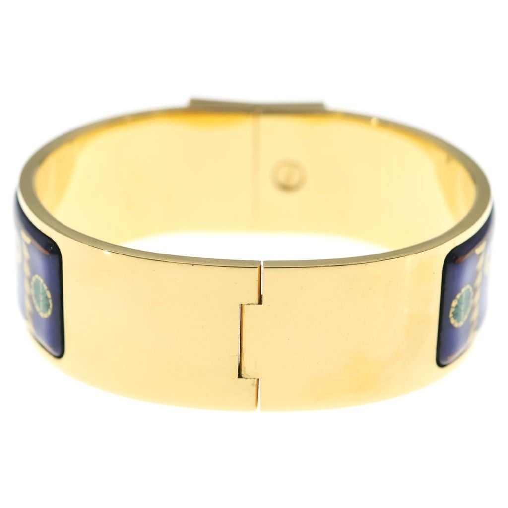Hermes Clic Clac Bangle Bracelet Cloisonne Gold Blue — view 2