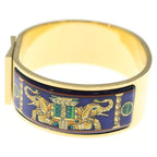 Hermes Clic Clac Bangle Bracelet Cloisonne Gold Blue — view 4
