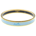 Hermes Enamel PM Caleche Bangle Gold Light Blue Bracelet