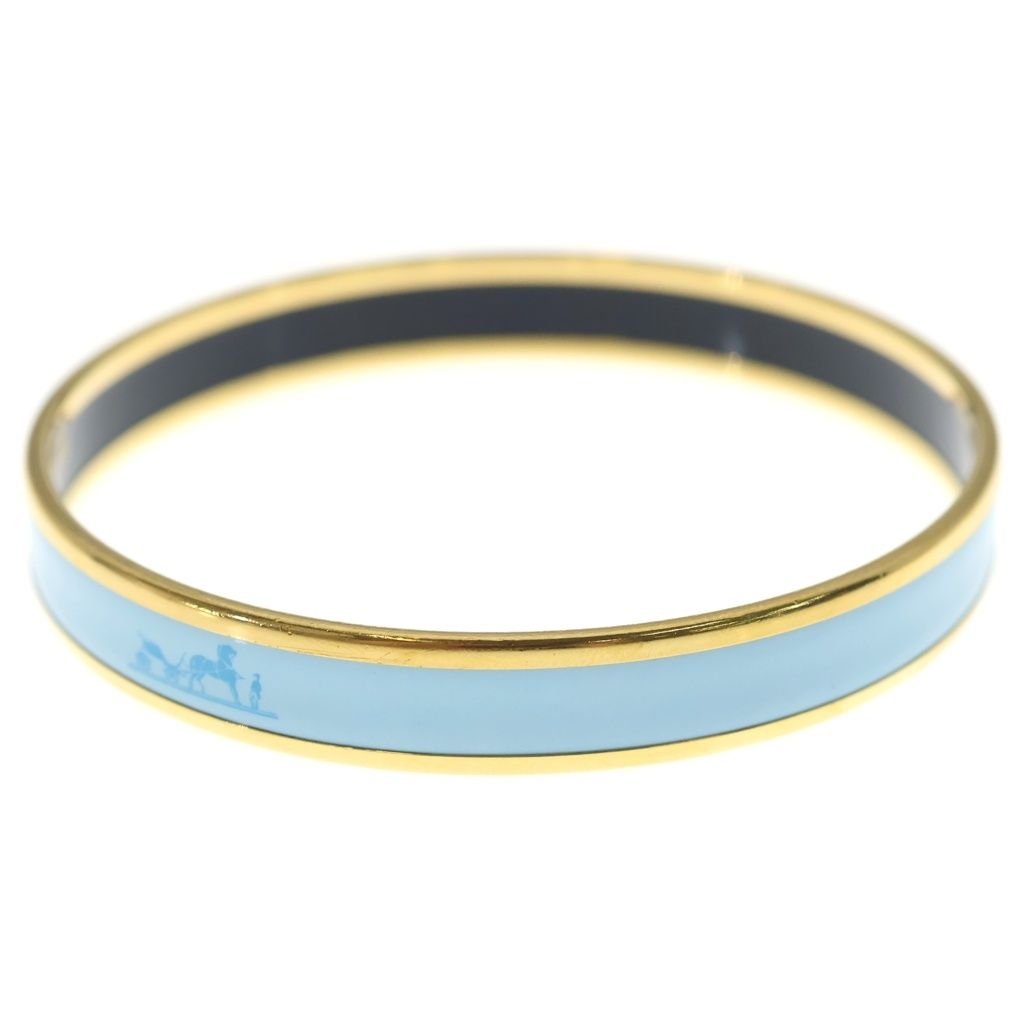 Hermes Enamel PM Caleche Bangle Gold Light Blue Bracelet — view 3
