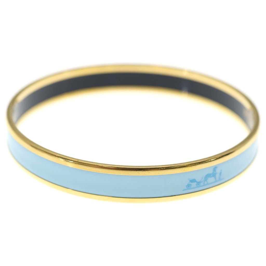 Hermes Enamel PM Caleche Bangle Gold Light Blue Bracelet — view 4