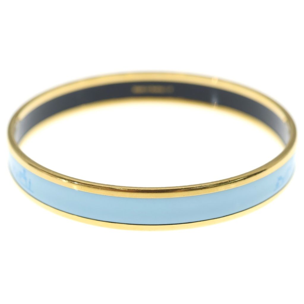 Hermes Enamel PM Caleche Bangle Gold Light Blue Bracelet — view 2