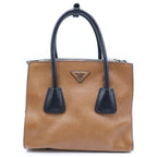 Prada Triangle Logo 2-Way Shoulder Bag Leather Black Brown