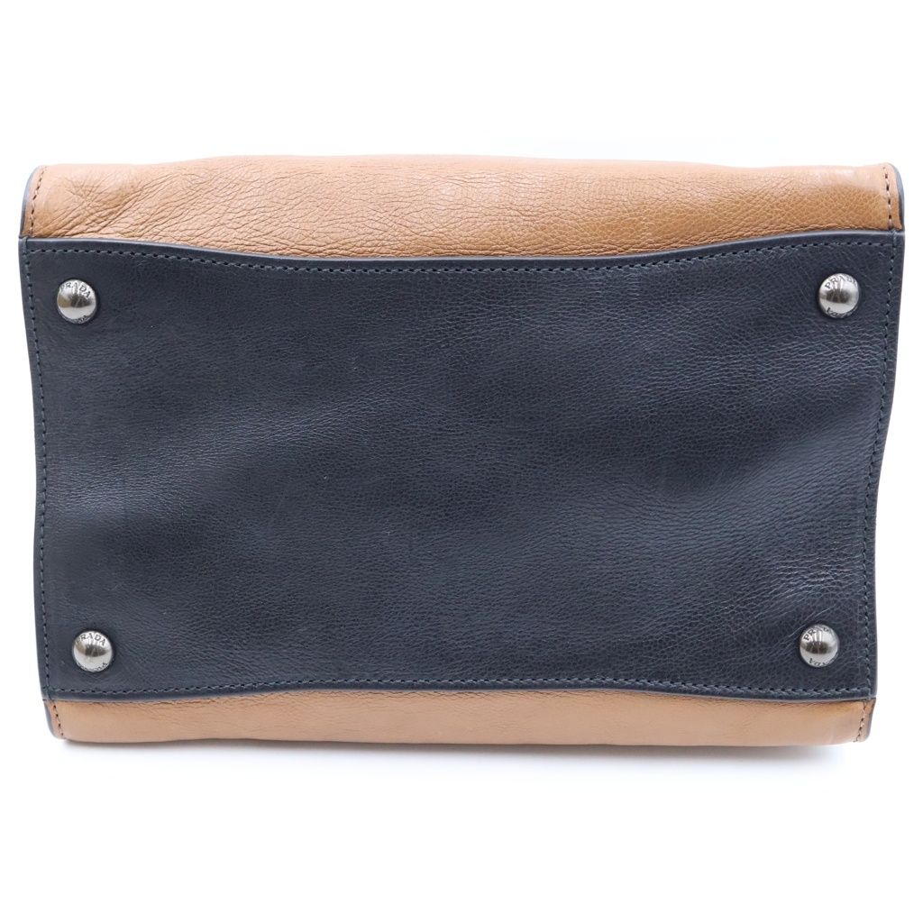 Prada Triangle Logo 2-Way Shoulder Bag Leather Black Brown — view 4