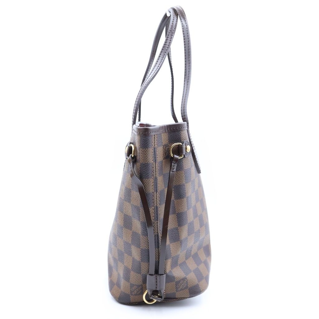 Louis Vuitton Damier Neverfull PM Tote Bag Brown Leather — view 3
