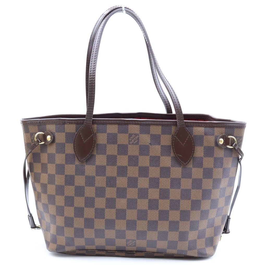 Louis Vuitton Damier Neverfull PM Tote Bag Brown Leather — view 2