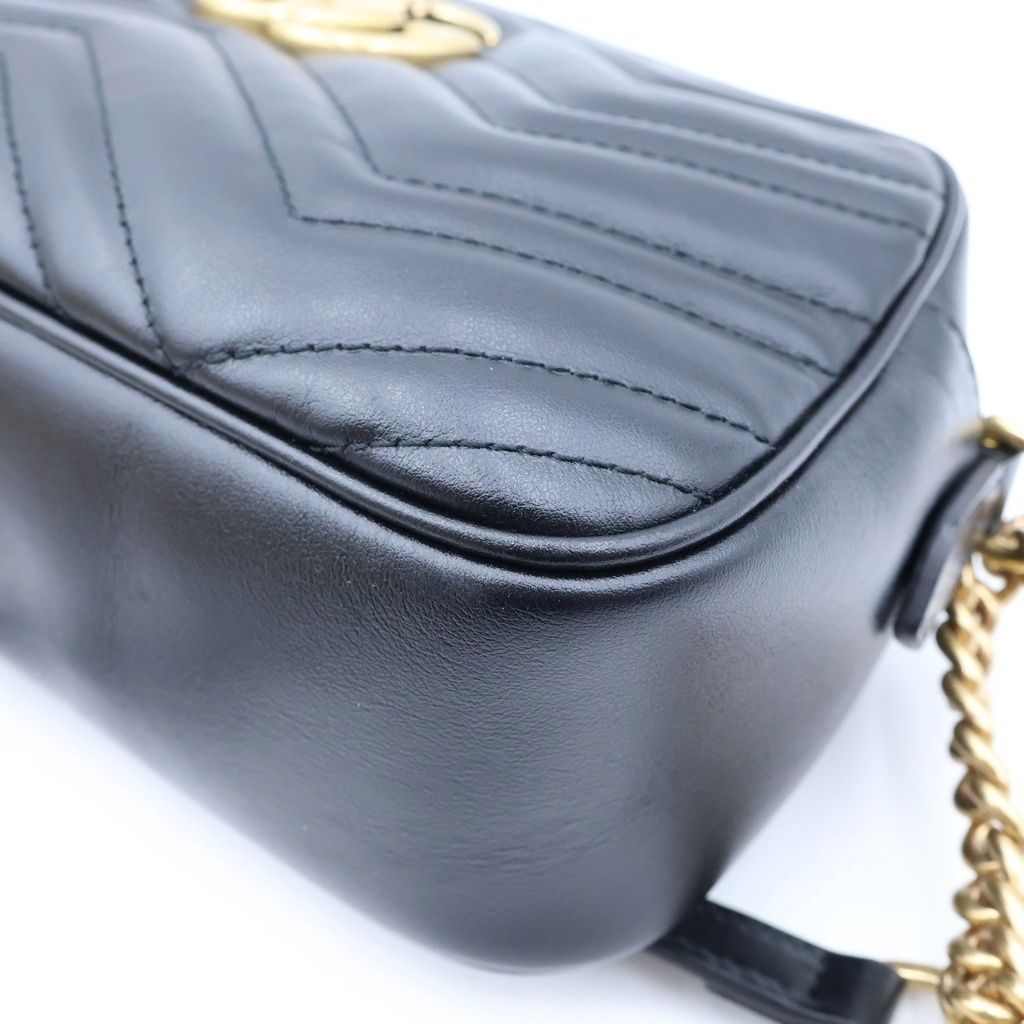 Gucci GG Marmont Chain Shoulder Bag Leather Black — view 5