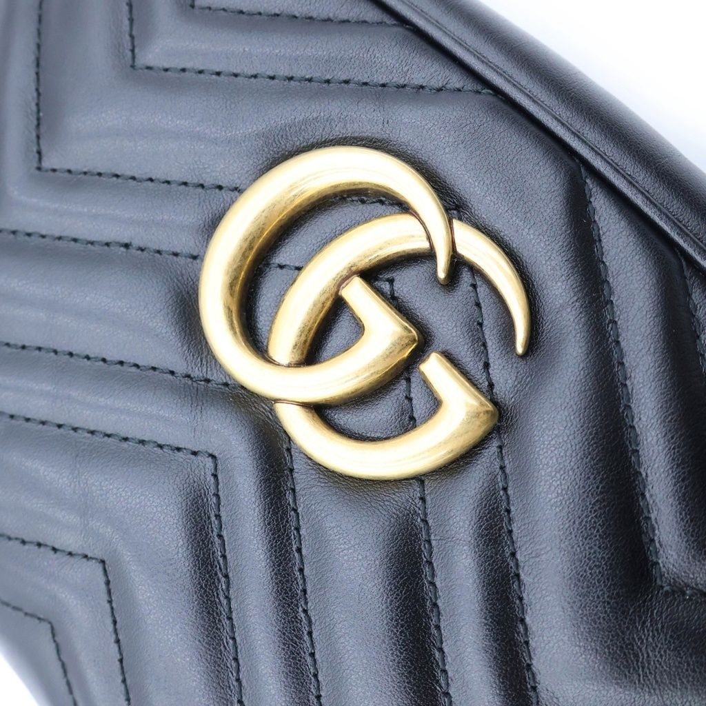 Gucci GG Marmont Chain Shoulder Bag Leather Black — view 6