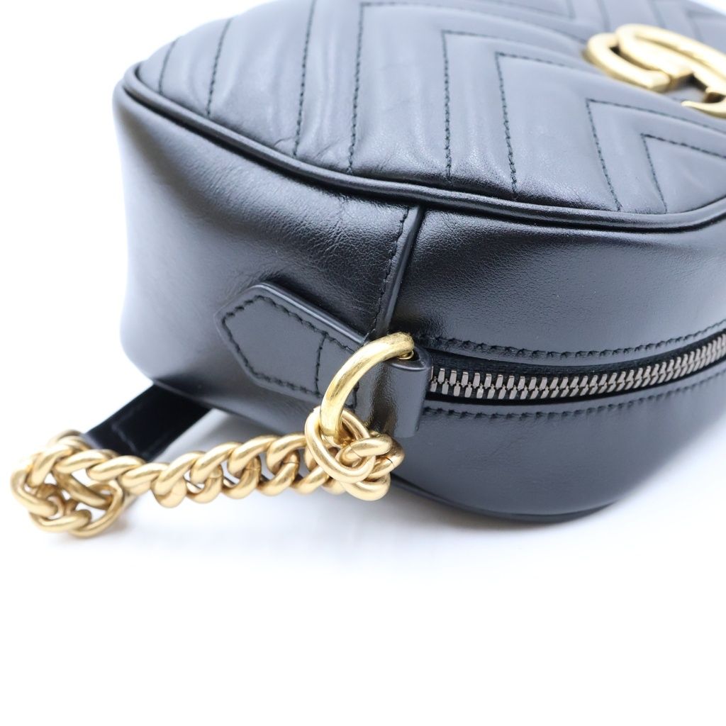 Gucci GG Marmont Chain Shoulder Bag Leather Black — view 7