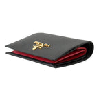 Prada Bifold Wallet Saffiano Multicolor Compact Black — view 2