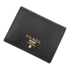Prada Bifold Wallet Saffiano Multicolor Compact Black