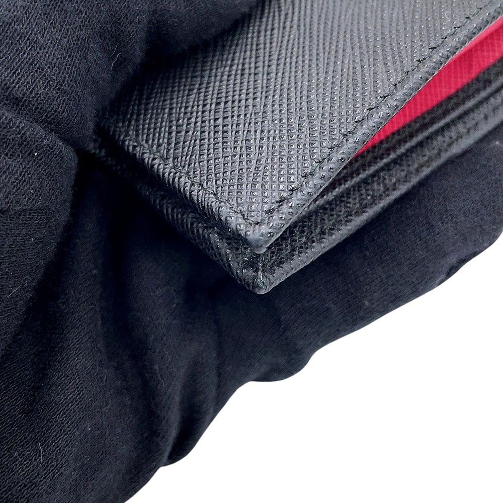 Prada Bifold Wallet Saffiano Multicolor Compact Black — view 7