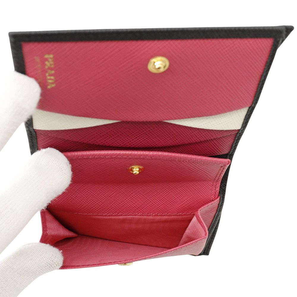 Prada Bifold Wallet Saffiano Multicolor Compact Black — view 6
