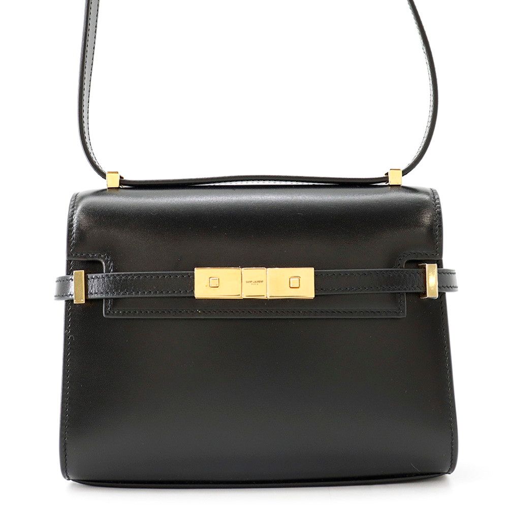 Saint Laurent Paris Shoulder Bag Manhattan Mini Leather Black