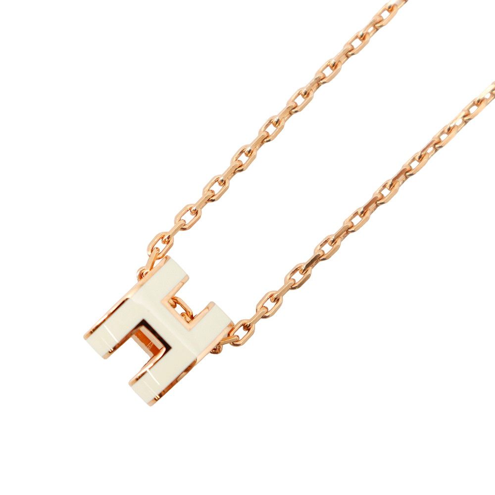 Hermes Necklace Mini Pop H White Pink Gold — view 3