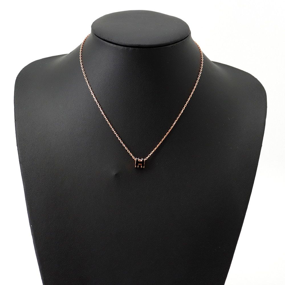 Hermes Necklace Mini Pop H Black Pink Gold — view 4