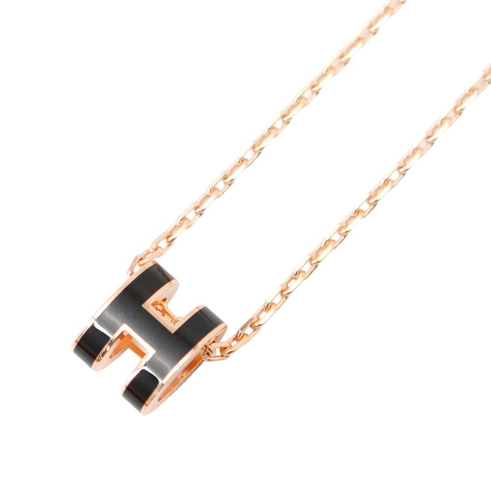 Hermes Necklace Mini Pop H Black Pink Gold — view 3