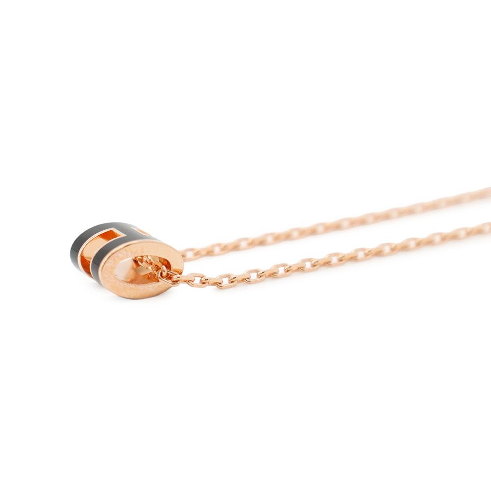 Hermes Necklace Mini Pop H Black Pink Gold — view 2