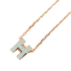 Hermes Necklace Mini Pop H Vert Peppermint Pink Gold — view 3