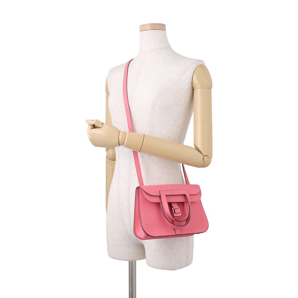 Hermes Handbag Halzan Mini Rose Azare Silver Swift 2-Way — view 5