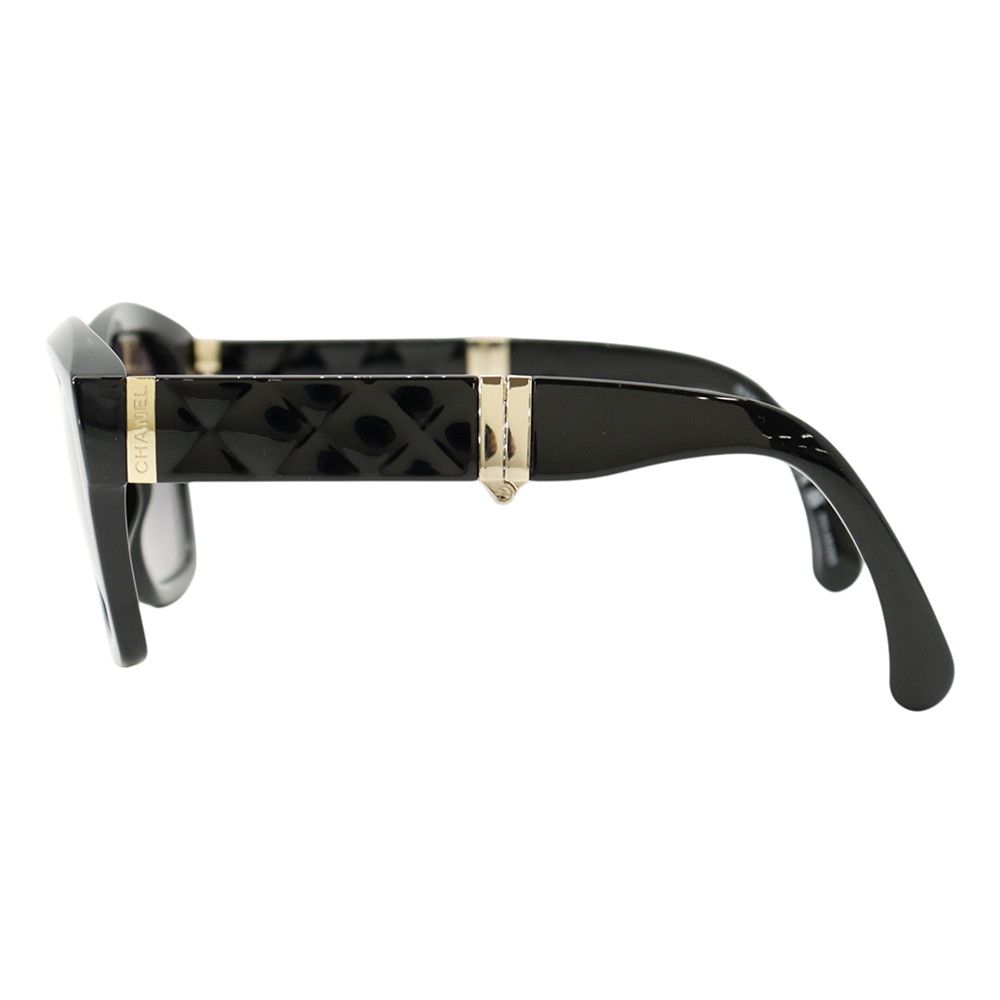 Chanel Sunglasses Foldable Quilted Logo Square Shape Eyewear Black — view 2