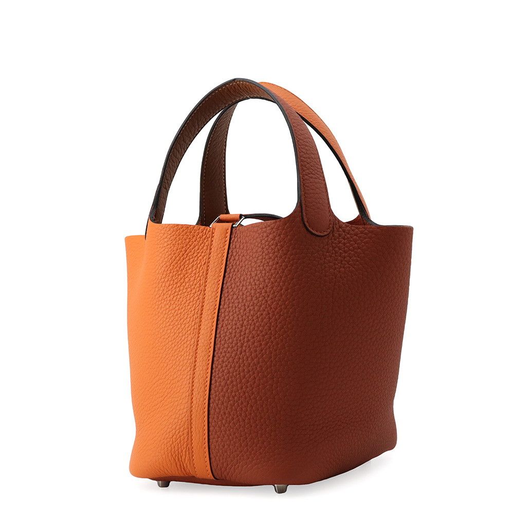 Hermes Picotin Lock PM Casaque Orange Cuible Gold Silver Taurillon Clemence — view 2