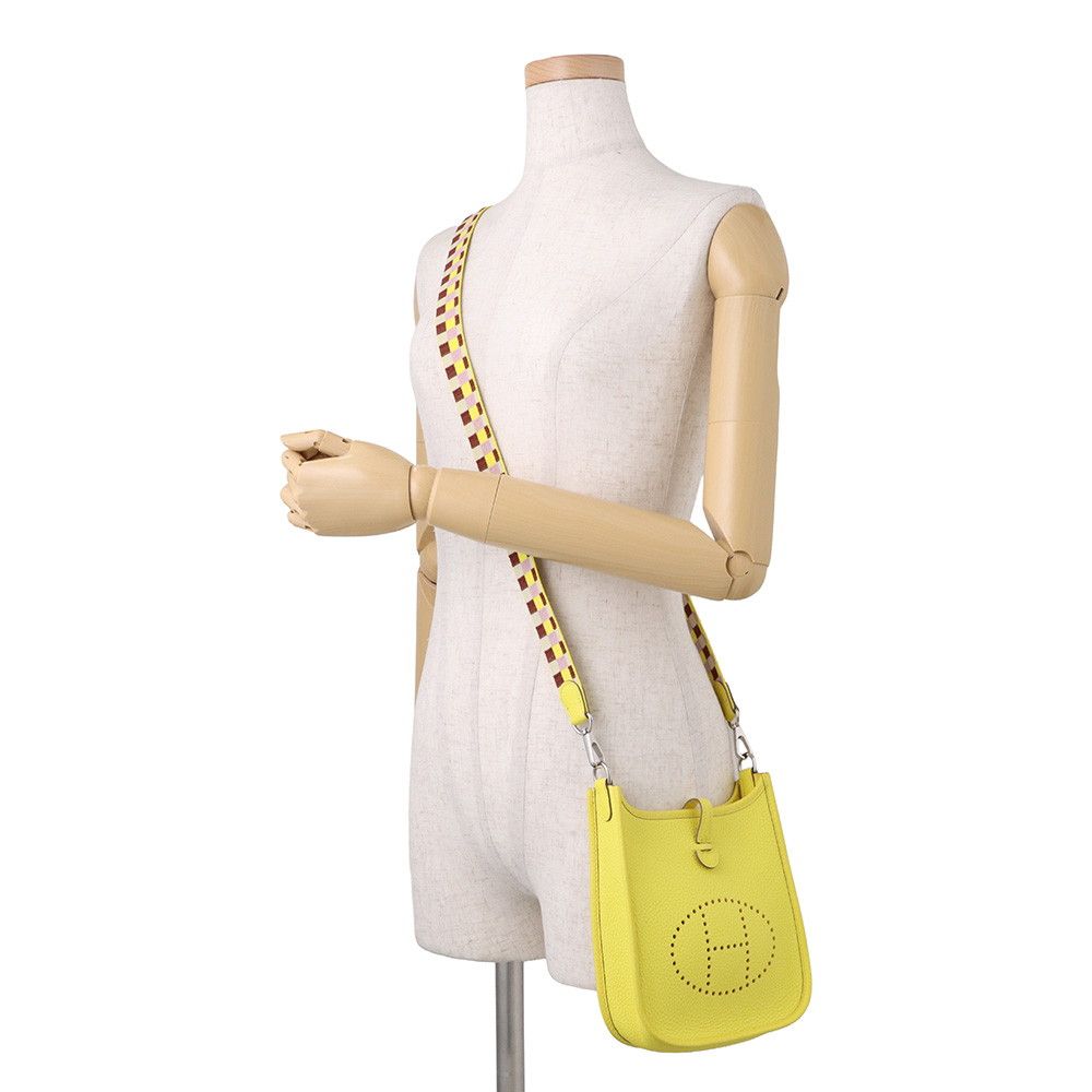 Hermes Evelyne TPM Amazon Maxi Quadrille Lime Silver Taurillon Clemence — view 4