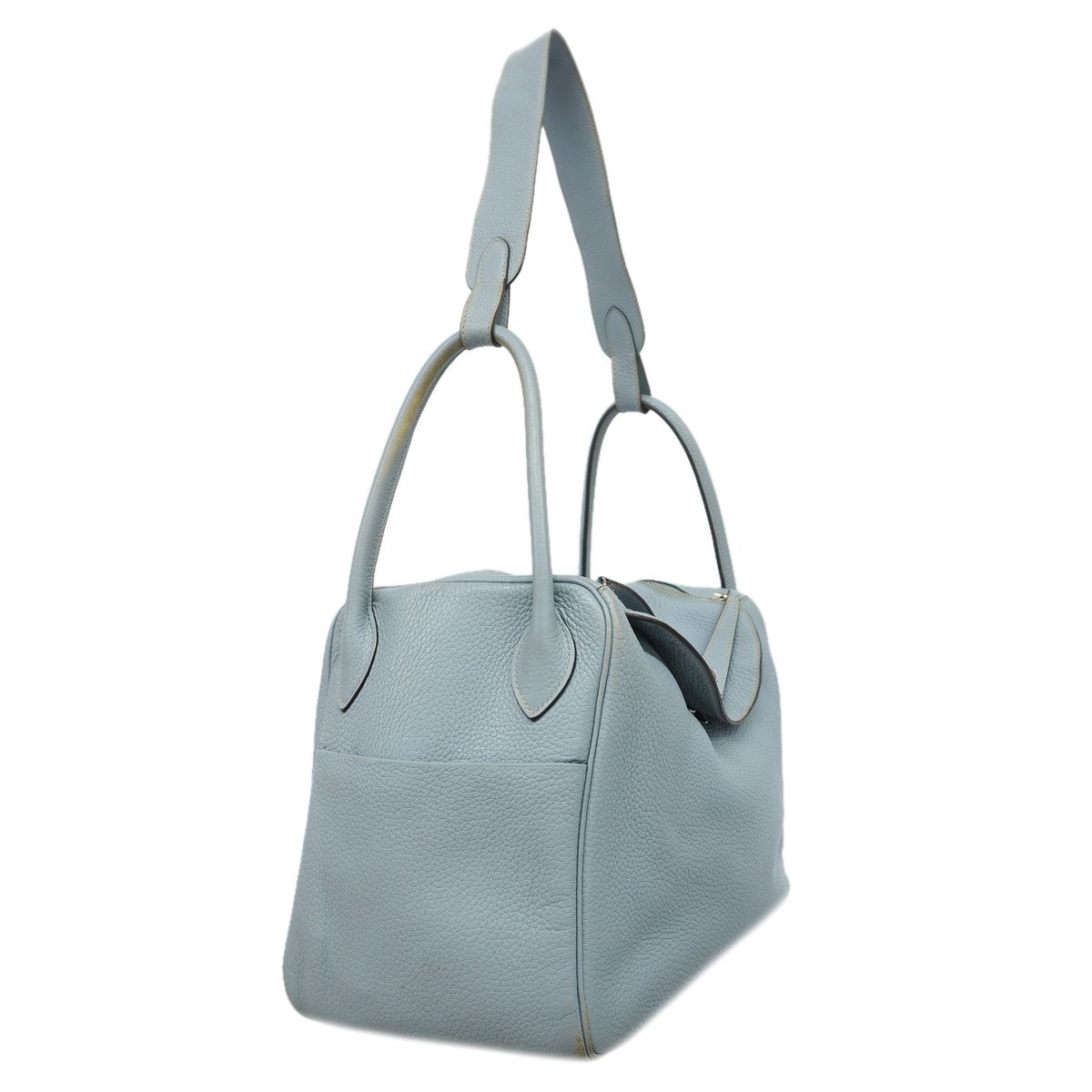 Hermes Handbag Lindy 34 Taurillon Clemence Blue Pale Silver 2-Way Bag — view 2