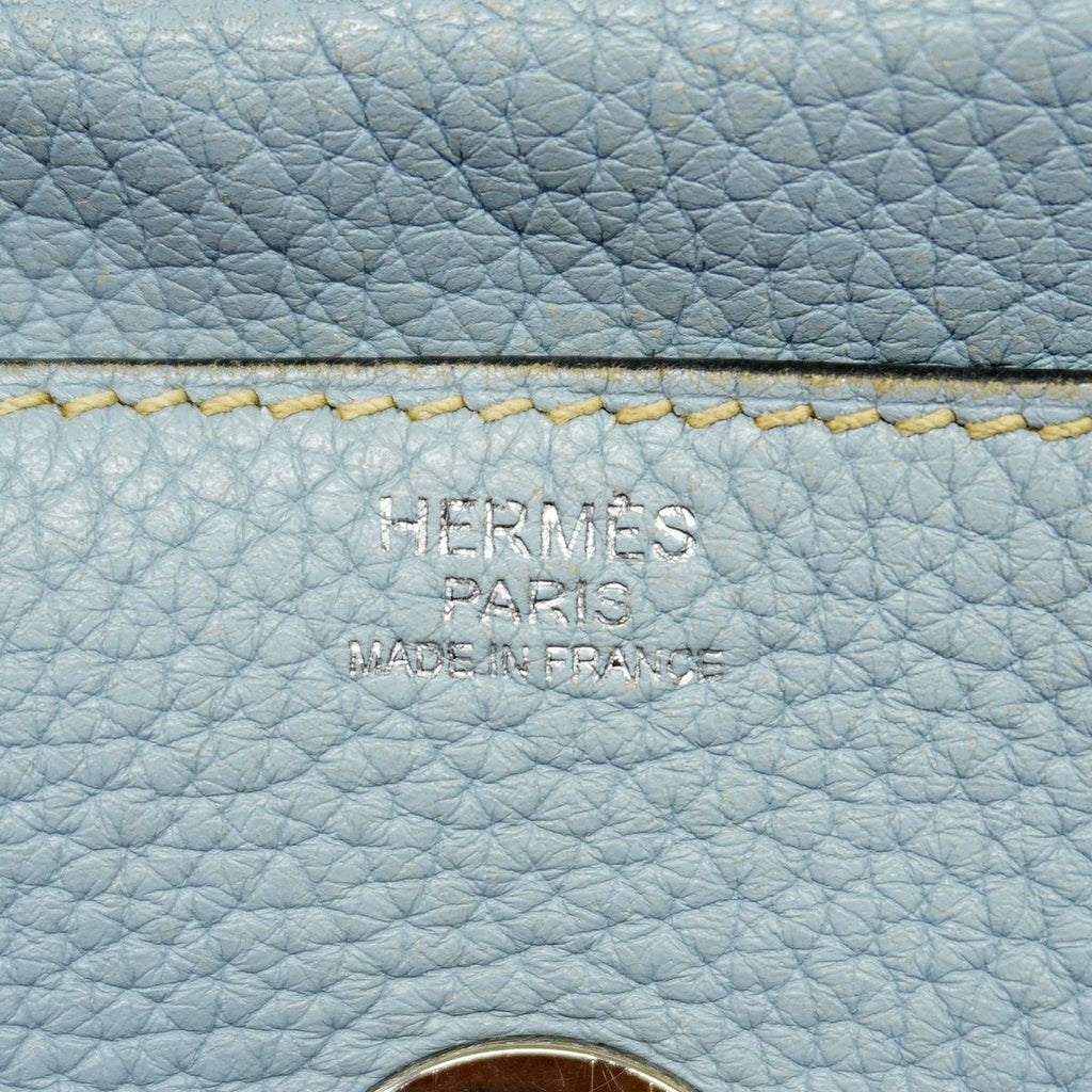 Hermes Handbag Lindy 34 Taurillon Clemence Blue Pale Silver 2-Way Bag — view 5