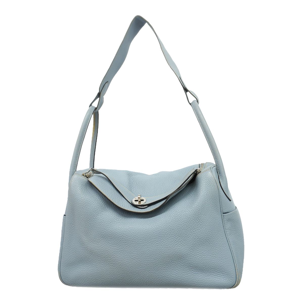 Hermes Handbag Lindy 34 Taurillon Clemence Blue Pale Silver 2-Way Bag