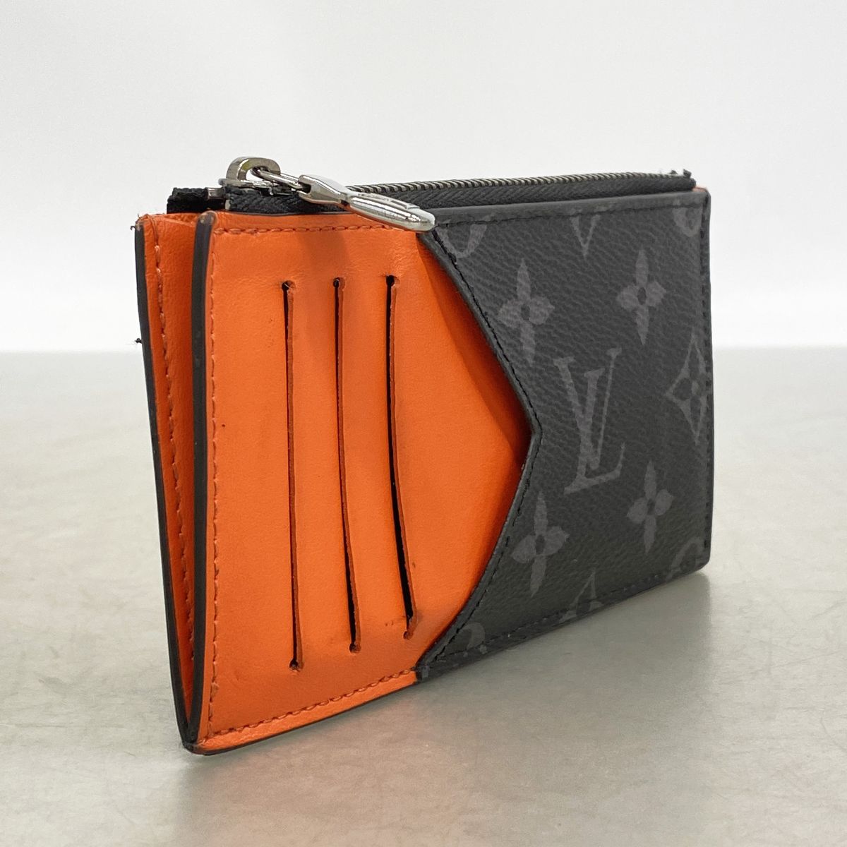 Louis Vuitton Monogram Eclipse Coin Card Holder Black Sunset Orange — view 2