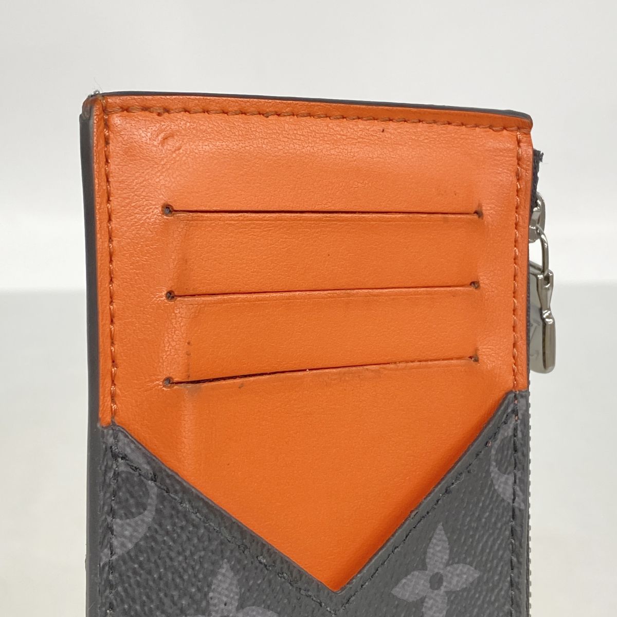 Louis Vuitton Monogram Eclipse Coin Card Holder Black Sunset Orange — view 7