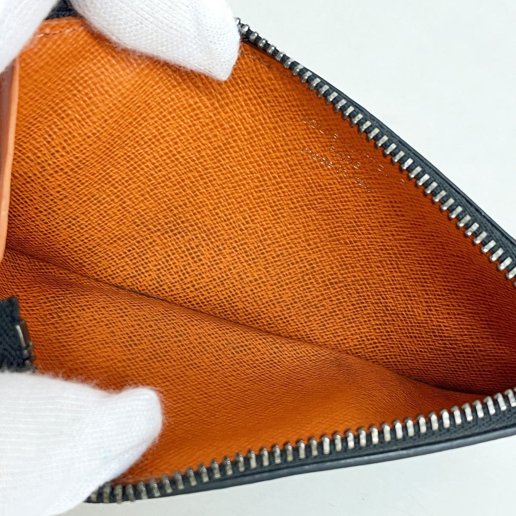 Louis Vuitton Monogram Eclipse Coin Card Holder Black Sunset Orange — view 3