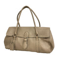 Fendi Tote Bag Selleria Leather Greige Silver
