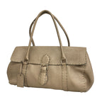 Fendi Tote Bag Selleria Leather Greige Silver