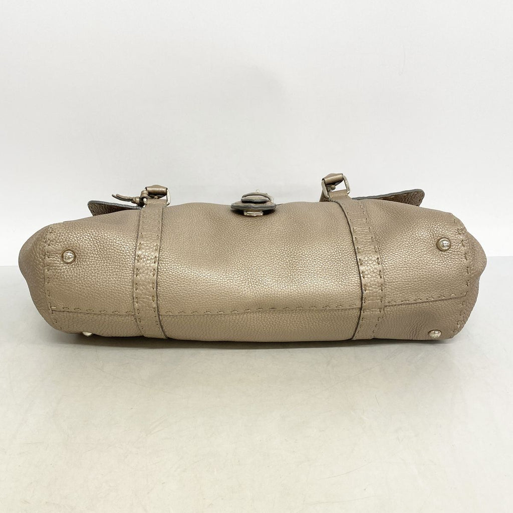 Fendi Tote Bag Selleria Leather Greige Silver — view 3
