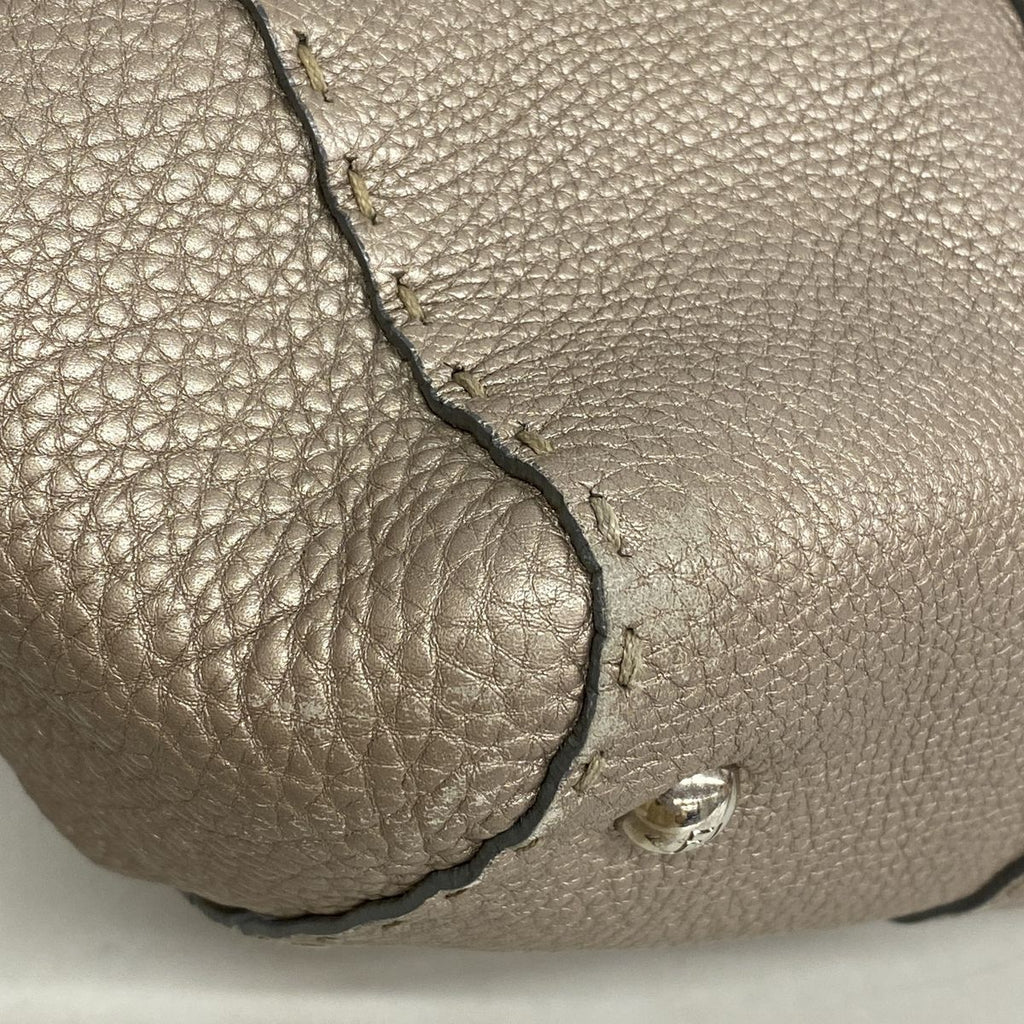 Fendi Tote Bag Selleria Leather Greige Silver — view 6