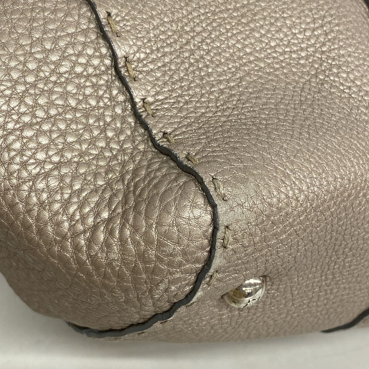 Fendi Tote Bag Selleria Leather Greige Silver — view 6