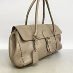 Fendi Tote Bag Selleria Leather Greige Silver — view 2