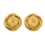 Chanel Earrings Vintage CC Logo Gold Plated
